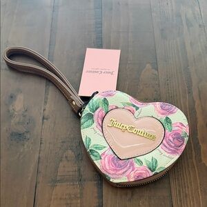 Juicy Couture Pink Floral Heart Wristlet